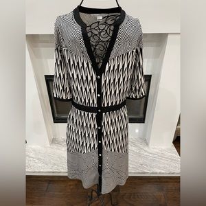 Diane Von Furstenberg Black and White Asymmetrical Dress